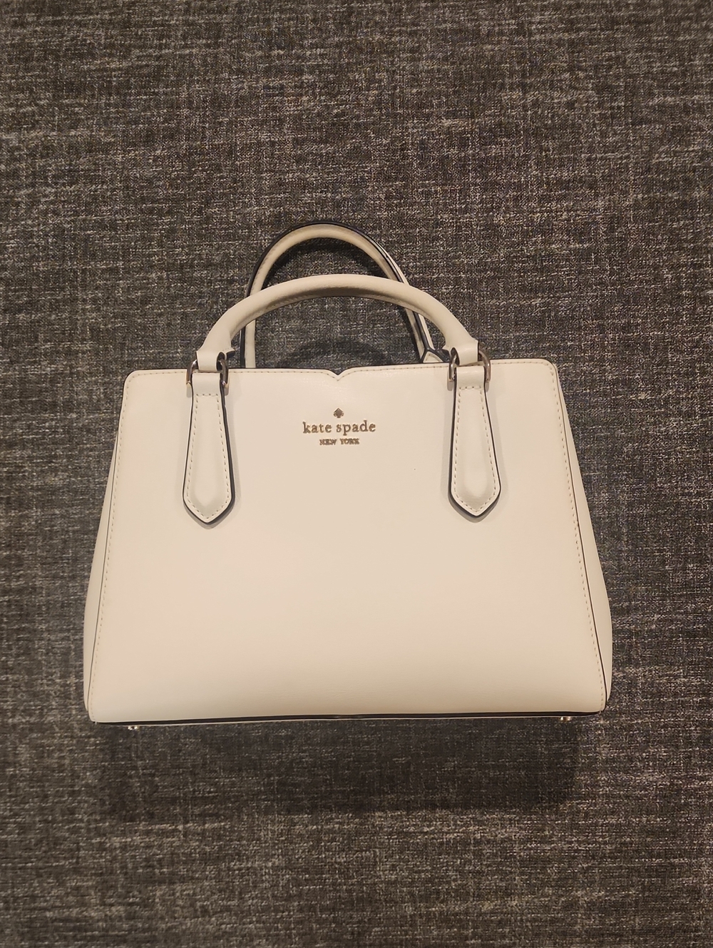 kate spade White Leather Structured Top-Handle Satchel
